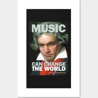 Beethoven Portrait and Quote Music Can Change The World Posters and Art